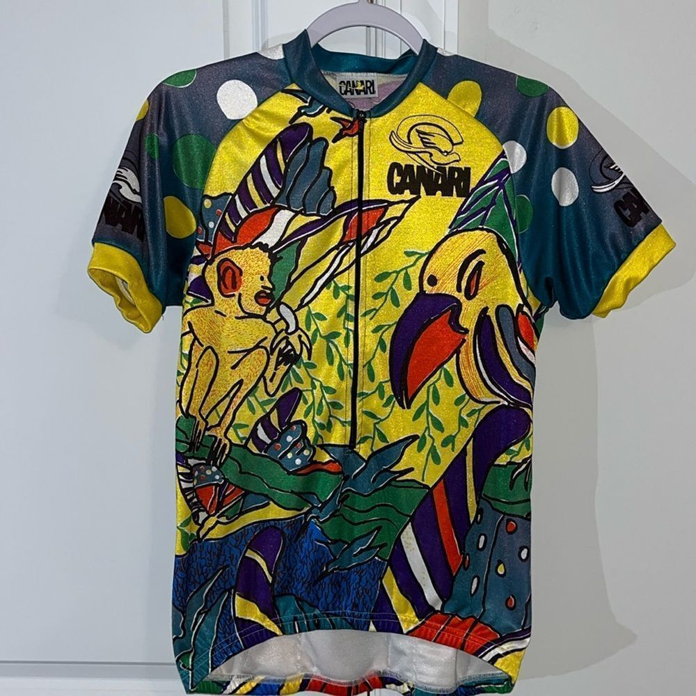 Canari Cycling Jersey Medium Short Sleeve Womens Bike Colorful Jungle Print M